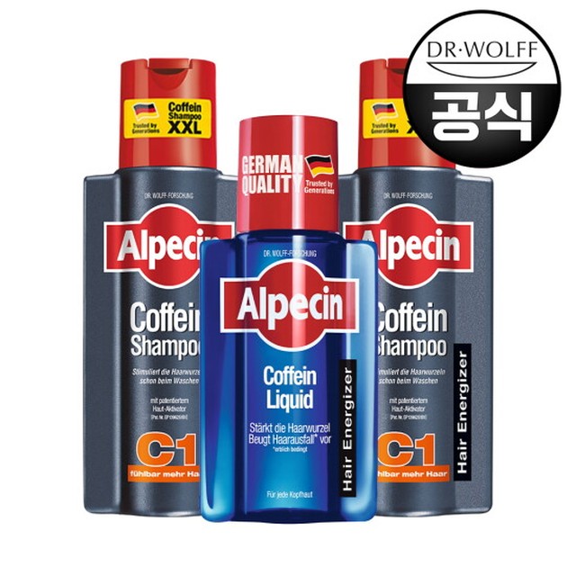 알페신 카페인 샴푸 C1 (모발 강화) 375ml X 2 + 리퀴드 헤어토닉 200ml