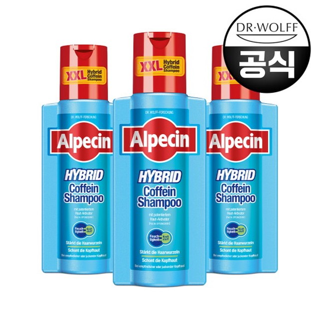 알페신 하이브리드 카페인 샴푸 (건성 두피용) 375ml X 3