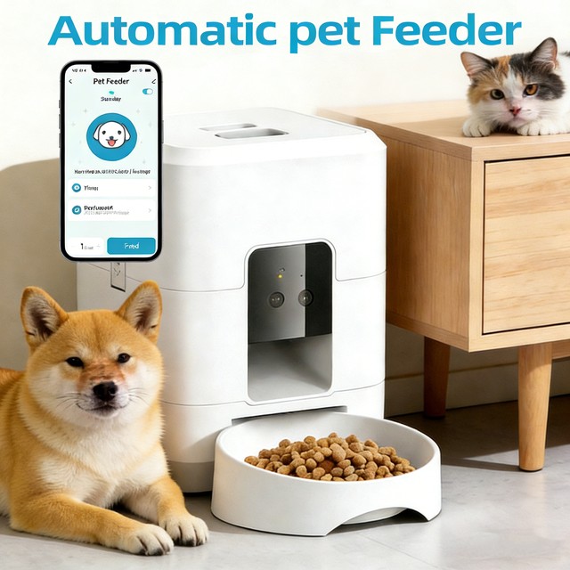 타이머 음식 디스펜서와 저음식 경고 기능이 있는 고양이와 개를 위한 2L 스마트 WiFi 자동 애완동물 급식기