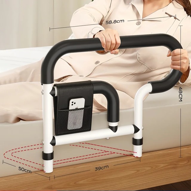 임산부 침대 옆 Handrai 보조 스테인레스 스틸 도움 안전 가드 침대 일어나 안전 보조 프레임 노인 침대 옆 팔걸이