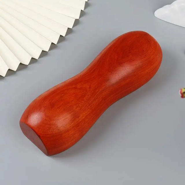 황리 나무 목 마사지 베개, 단단한 수면 건강 보호 목 지지 베개, 어린이용 원형 나무 베개