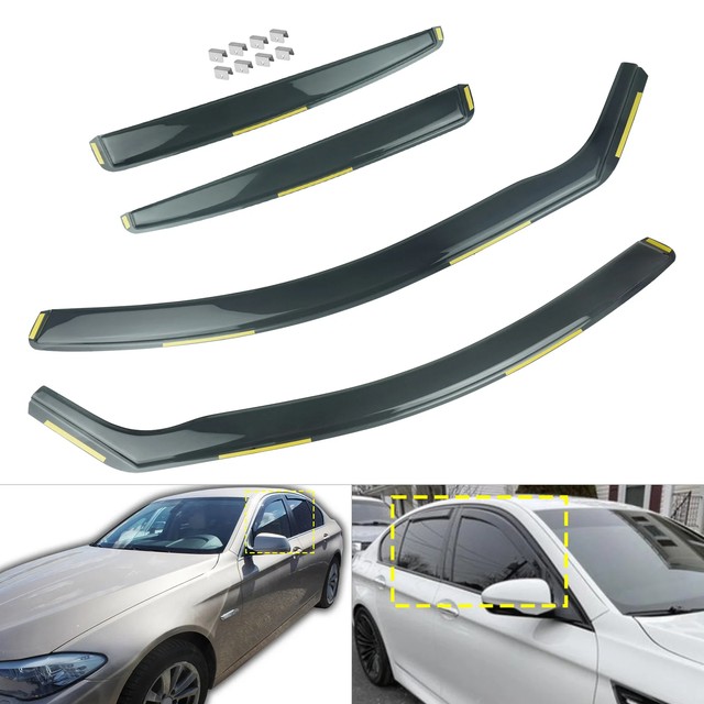 4pcs Wind Rain Sun Guard Deflector Edgevisors 틴트 반투명 BMW 5 시리즈 F10 Saloon 4 도어 2010-2017 창 보호 장치