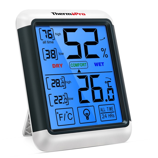 Thermopro TP55 실내 디지털 온도계 습도계 터치 스크린 백라이트 습도 온도 센서 가정용 기상 관측소