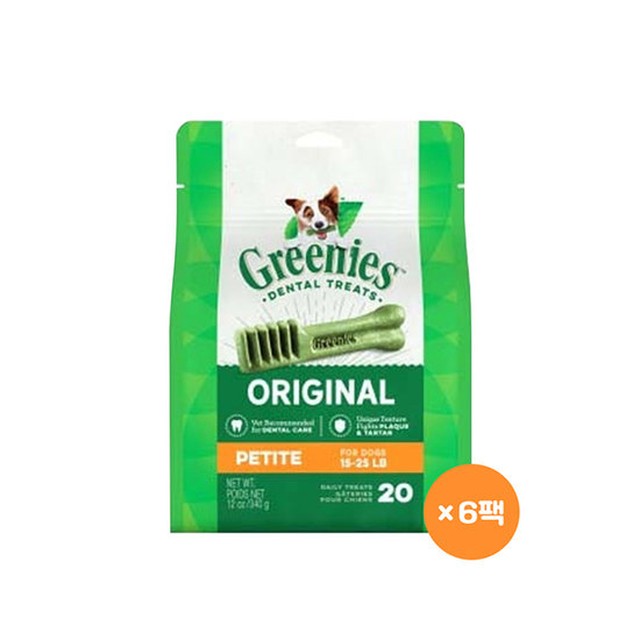 그리니즈 강아지간식 쁘띠뜨 340G 6팩 덴탈껌