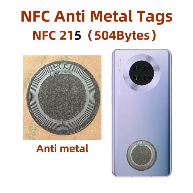 NFC 태그 Rotundity 45mm 13.56MHz nfc215 스티커 범용 Lable Ntag215 칩 RFID 모든 NFC 지원 전화 nfc Anti metal Tag