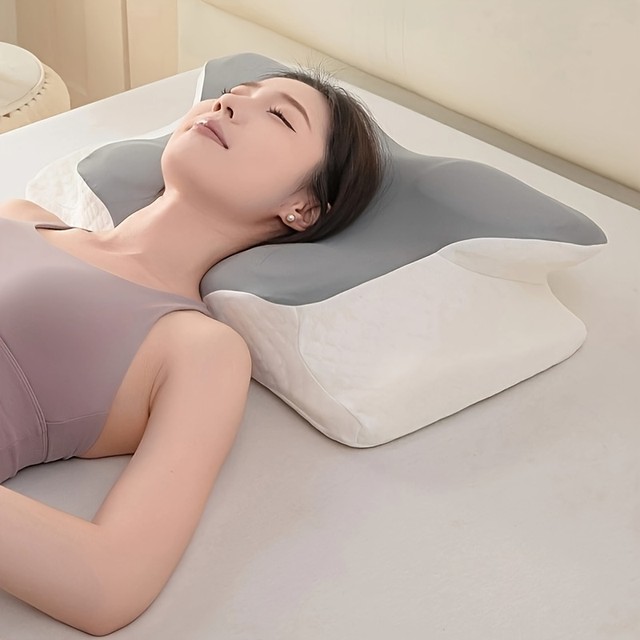 경추 베개 메모리폼 수면 베개 인체공학적 정형외과용 목 지지 컨투어 베개 (측면, 등, 복부 수면 자세용)