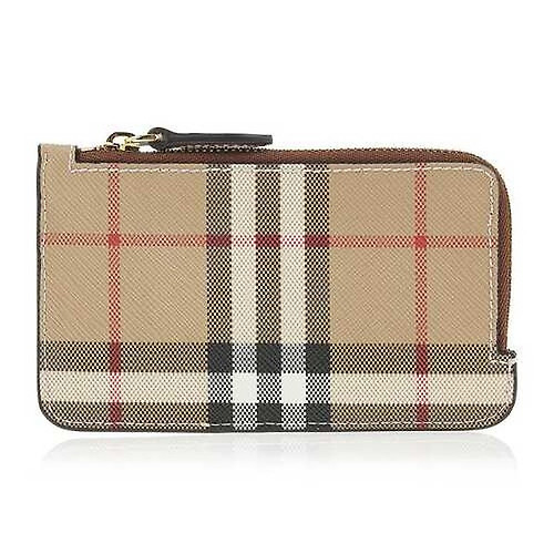 Burberry 8055268 VINTAGE CHECK AND LEATHER FOLDING Card holder Beige