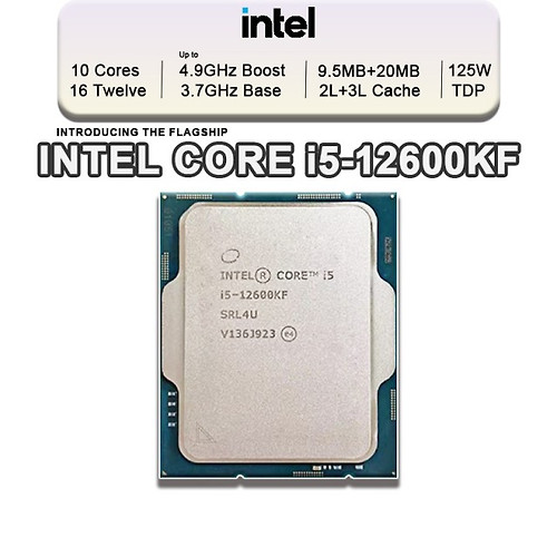 Intel Core i5-12600KF (6P+4E/16T, 3.70 GHz, 20MB Cache, LGA1700, 125W)  (BX8071512600KF)